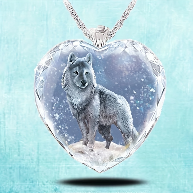 Crystal on sale wolf pendant