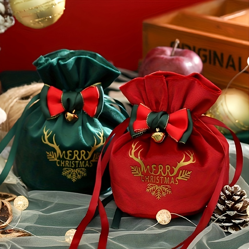 

Christmas Gift Bag, Velvet Drawstring Bag, Christmas Eve Gift Storage Bag