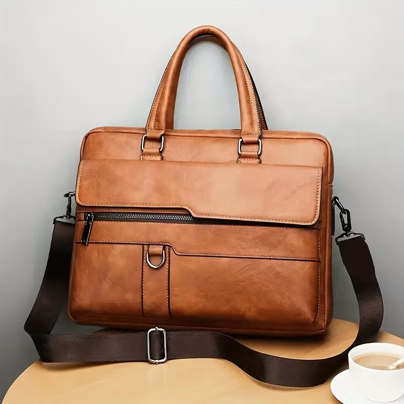Vintage Leather Briefcase for Men 17 Inch Laptop Computer Case Business  Travel Work Messenger Cross Body Shoulder Bags