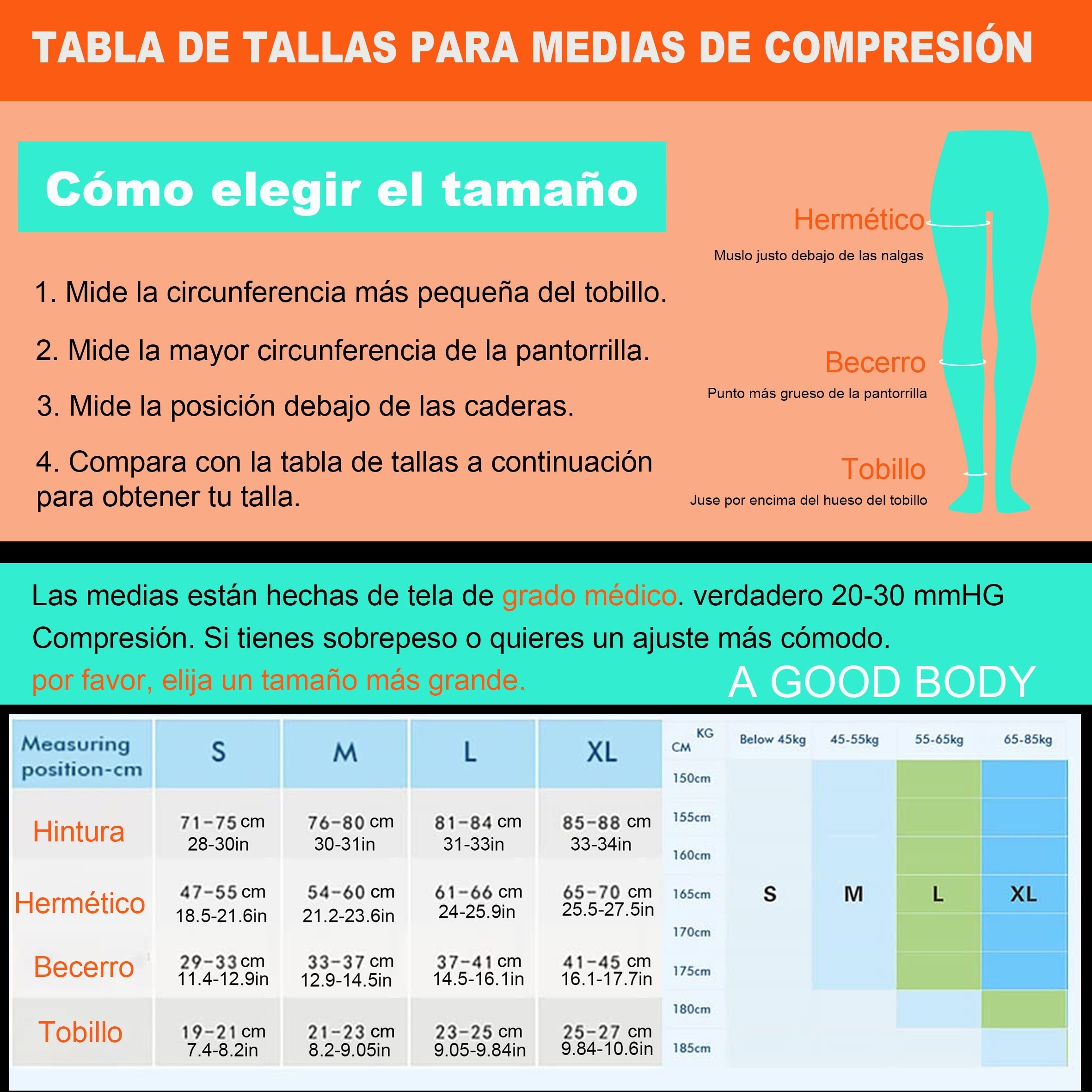 1 Par Medias Compresión Anti embolia Hombres Mujeres 20 30 - Temu Chile