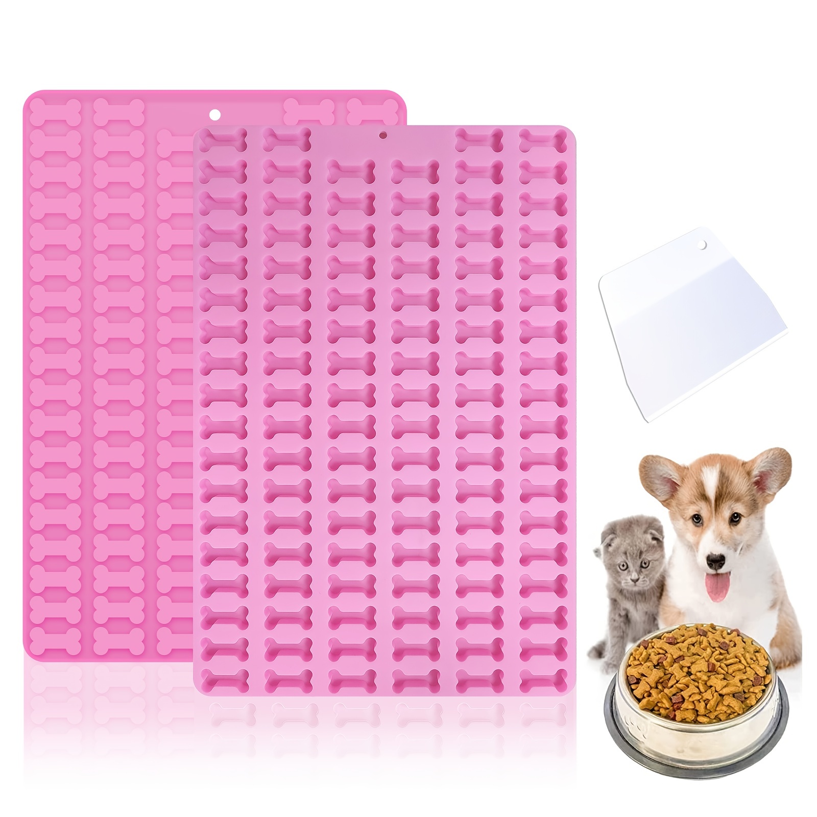 Dog Bone Silicone Mold, 2pcs Mini Cat & Dog Treat Molds, 212 Cavity  Non-Stick Gummy Bear Mold For Chocolate, Fondant, Candy, Biscuits, Cookie,  Jelly A