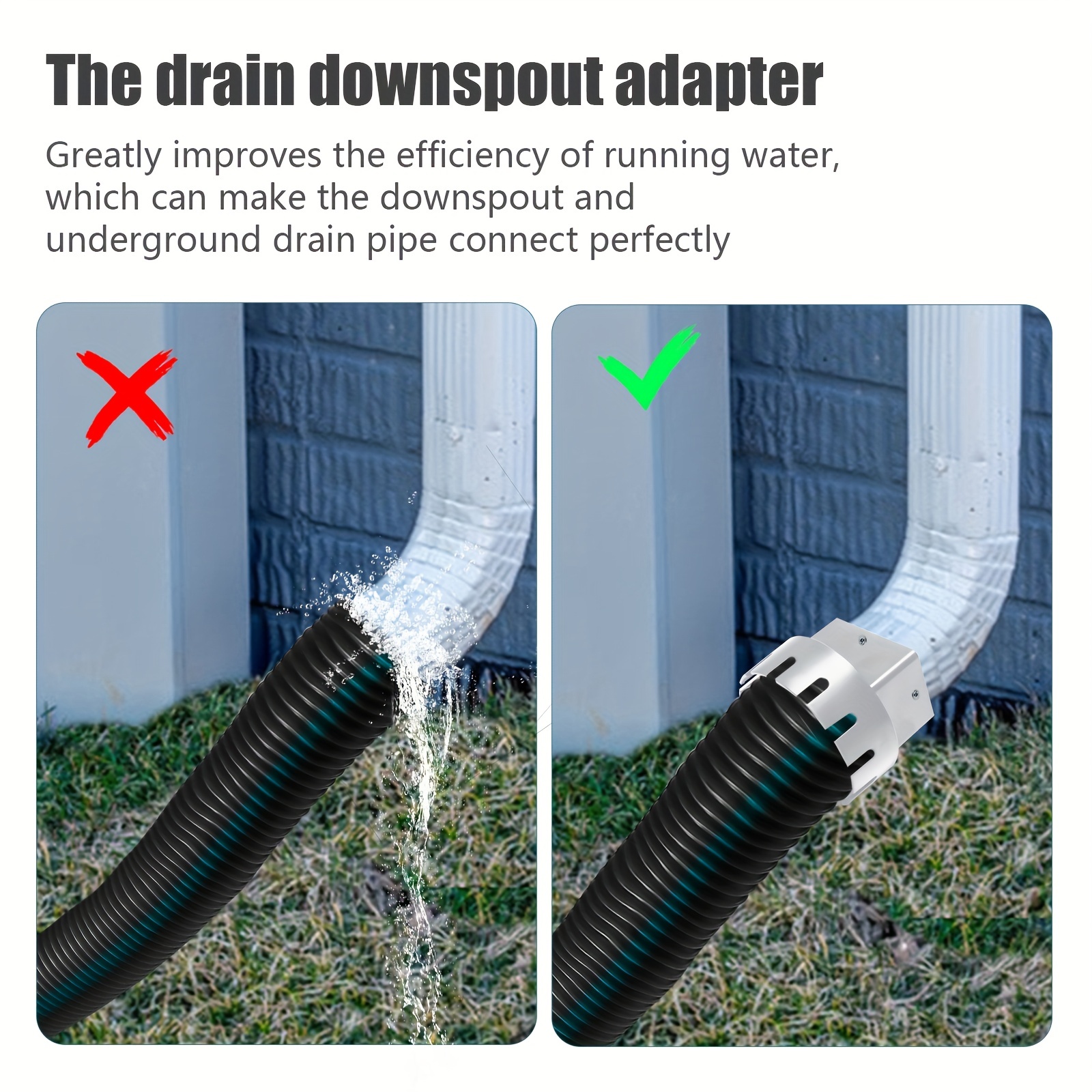 1pc Rain Gutter Downspout Extensions Drain Adapter, No Dig Catch Basin  Downspout Extension Kit, Flexible Down Spout Extender For Outdoor Ground  And
