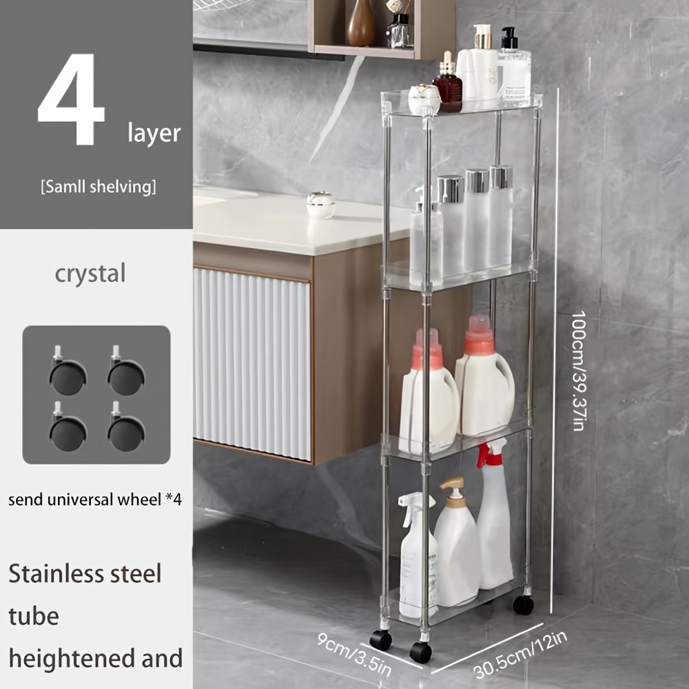 3/4tier Slim Rolling Storage Cart Bathroom Storage Mobile - Temu