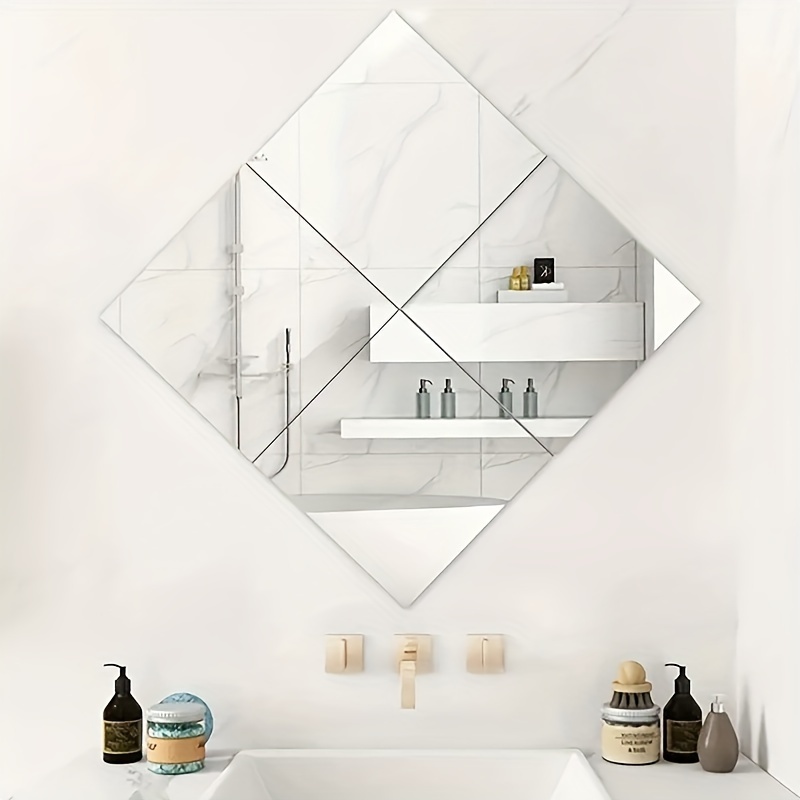 Miroir Mural Adhésif Miroir Coeur Argent, Aimant Amovible Autocollants De  Décoration