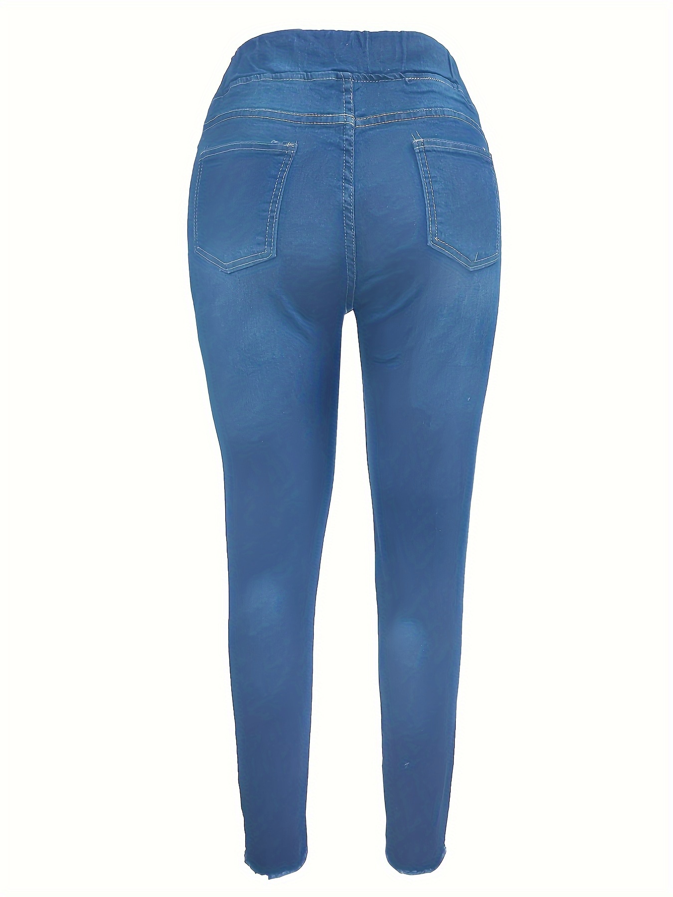Kids Girls Denim Ripped Light Blue Skinny Jeans Fashion Stretchy Pants  Jeggings 