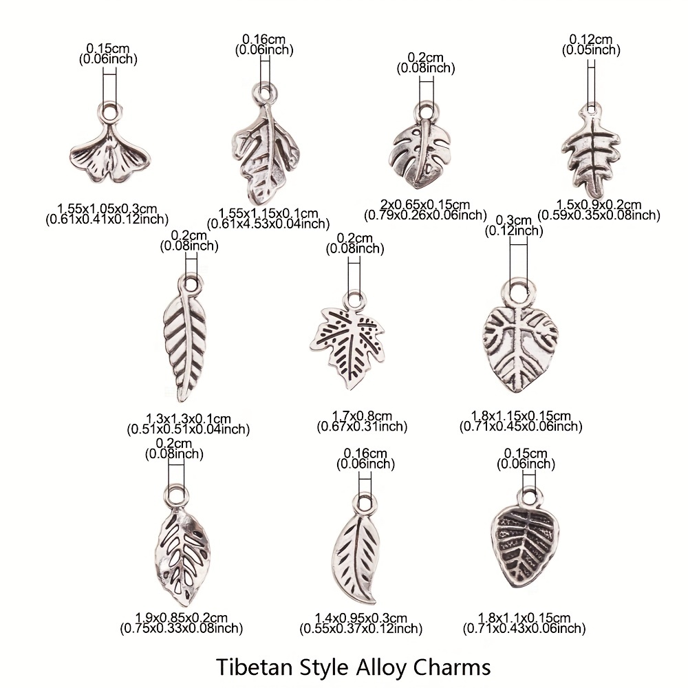 50pcs Antique Silver Tree Leaf Charms