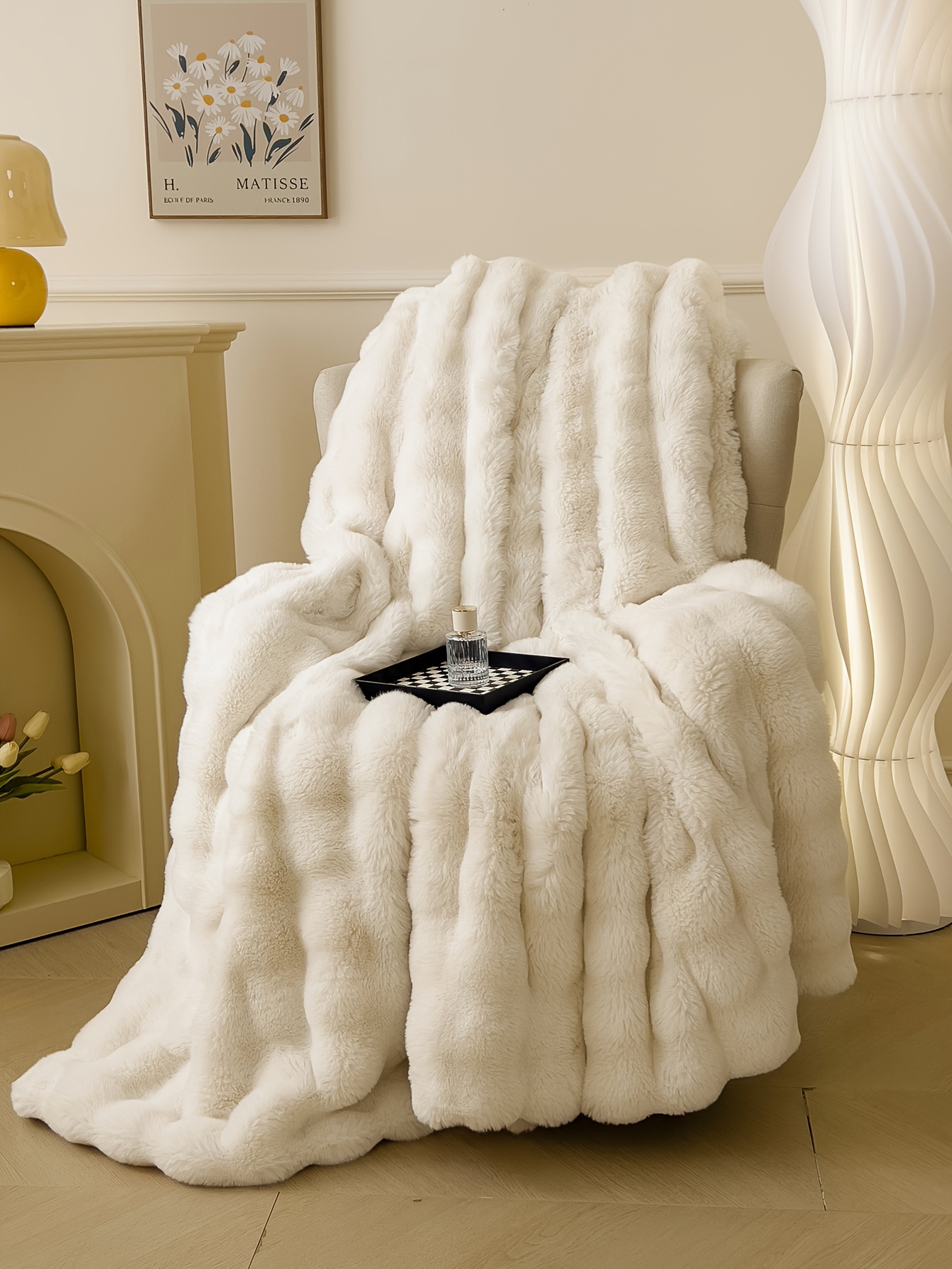 1pc solid color polyester thickened blanket   rabbit short plush blanket bed blanket multi purpose gift blanket for   details 6