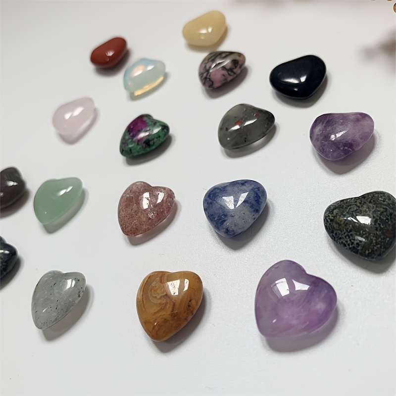 5pcs/10pcs 15mm Crystal Heart Natural Quartz Mix Material Beautiful Crafts  Mini Size Heart Healing Stones For Home Decoration