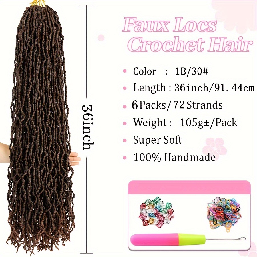 Faux Locs Crochet Hair Goddess Locs Crochet Hair 6 Packs Pre-Looped Soft  Dreadlocks New Fuax Locs Crochet Hair for Women(30inch,30#)