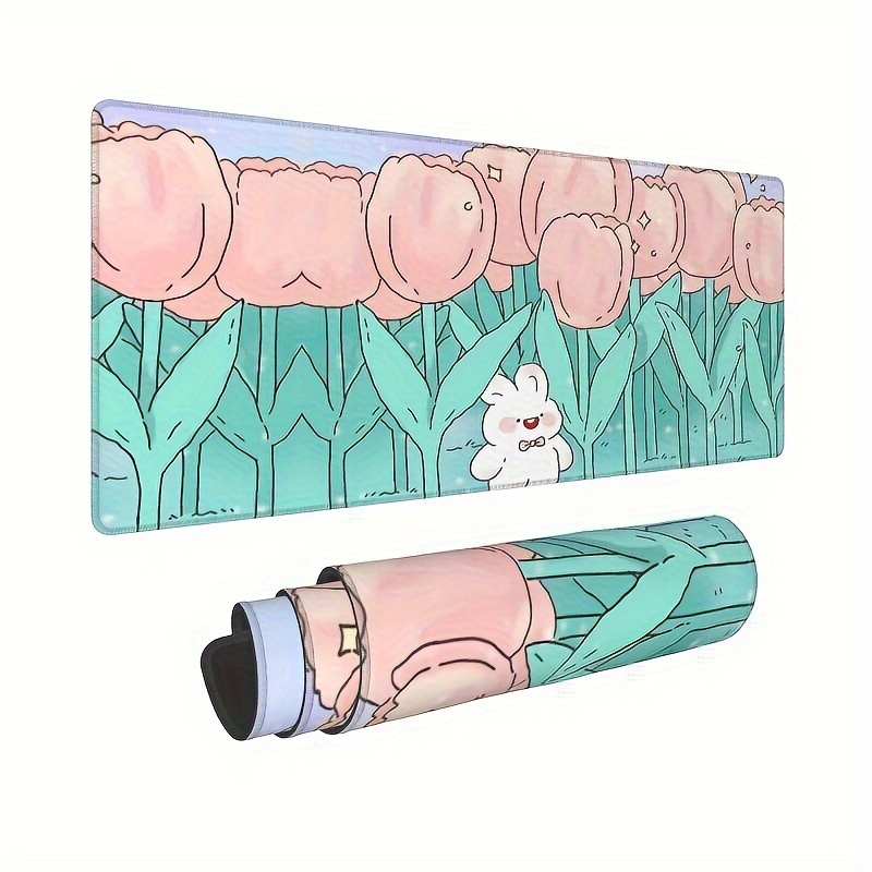 Kawaii Cartoon Rabbit Desk Mat, Tulip Desk Pad Anime Flowers Mousepad  Extended Mouse Pad Xxl, Keyboard Mouse Mat, Office Decor Desk Accessories  For Women - Temu