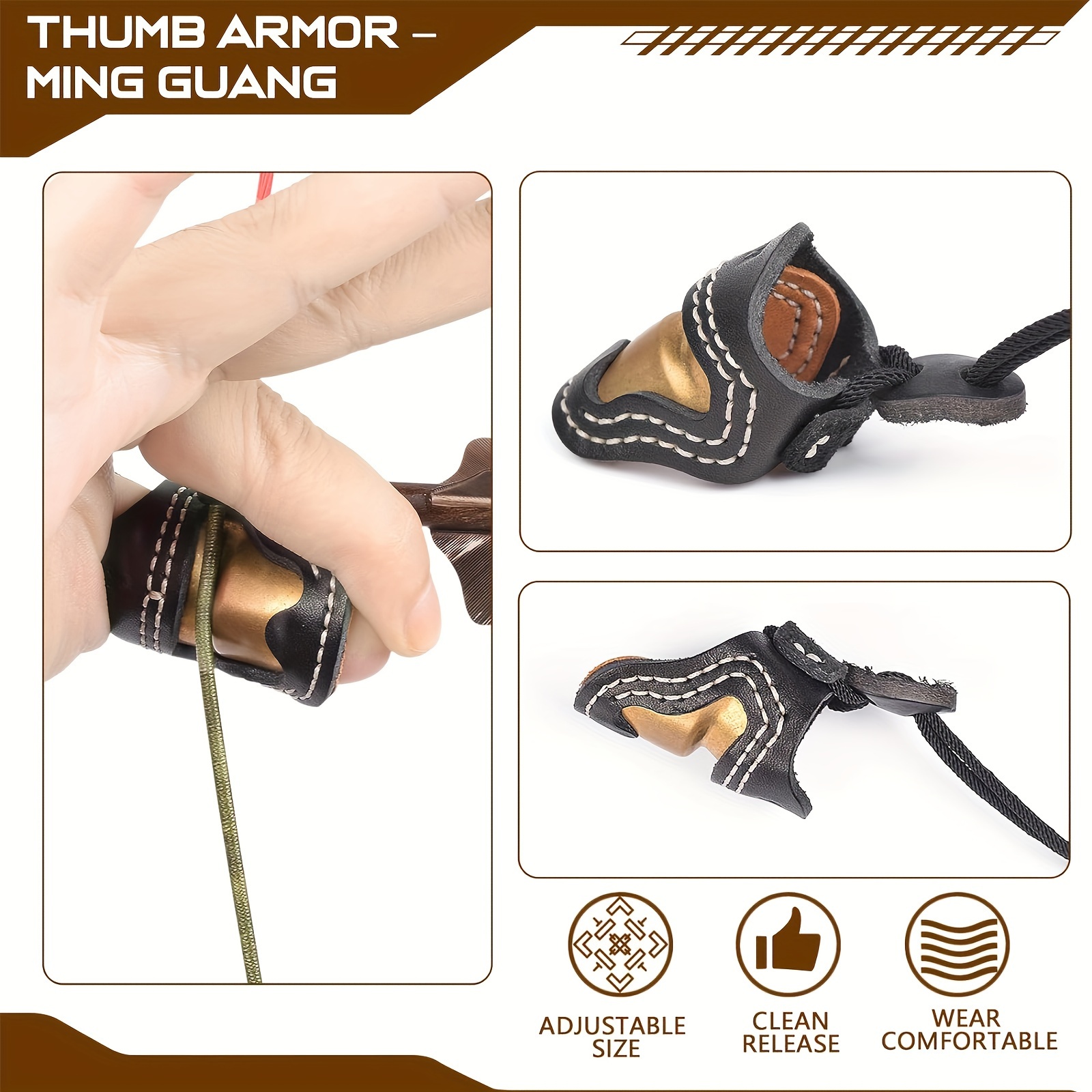 Bow Thumb Protector Archery Thumb Guard Brass Cowhide Anti - Temu