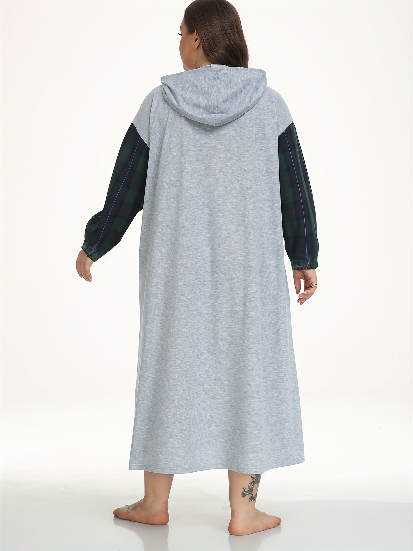 Women's Plus Slogan Print Hooded Nightdress
