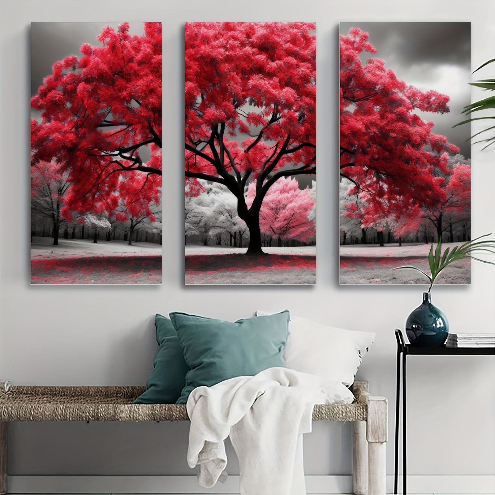 Quadri modulari su tela stampe HD poster decorazioni per la casa immagini  per pareti 5 pezzi albero rosso arte paesaggi paesaggi dipinti senza  cornice - AliExpress