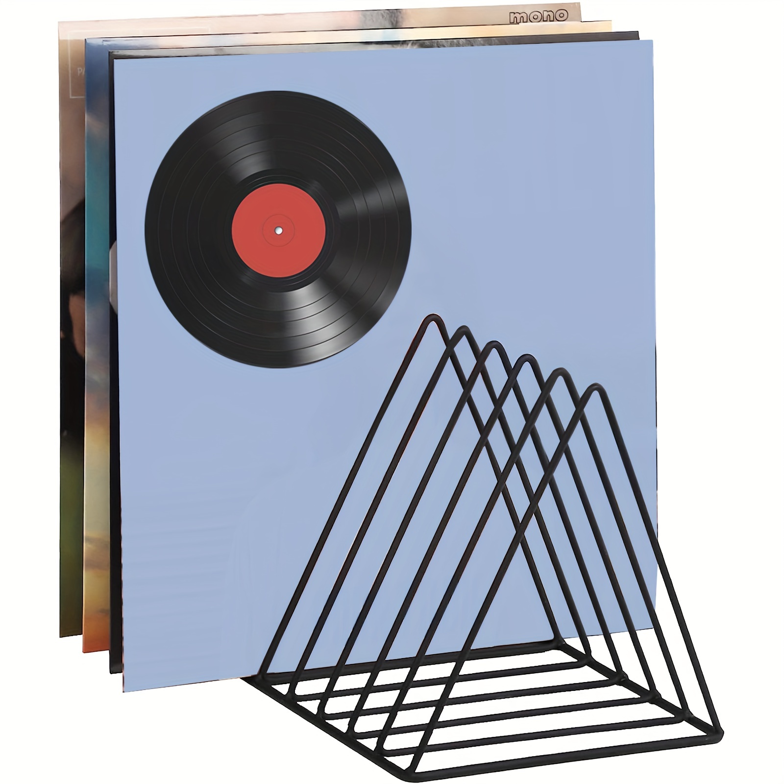 

1pc Metal Triangular Storage Rack, Vinyl Record Storage Holder, 5 Slot Magazine Book Album Display Rack, Simple Desktop File Sorter Organizer, For Home Office Dorm (black/white)