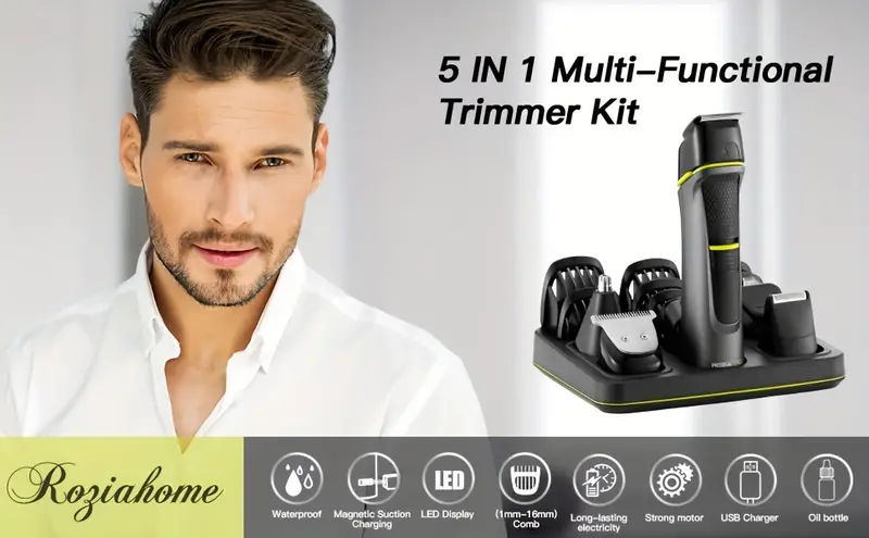 14 in 1 hair cutting grooming kit professional hair clippers waterproof beard trimmer for men rechargeable cordless hair mustache trimmer body groomer trimmer with storage dock details 0