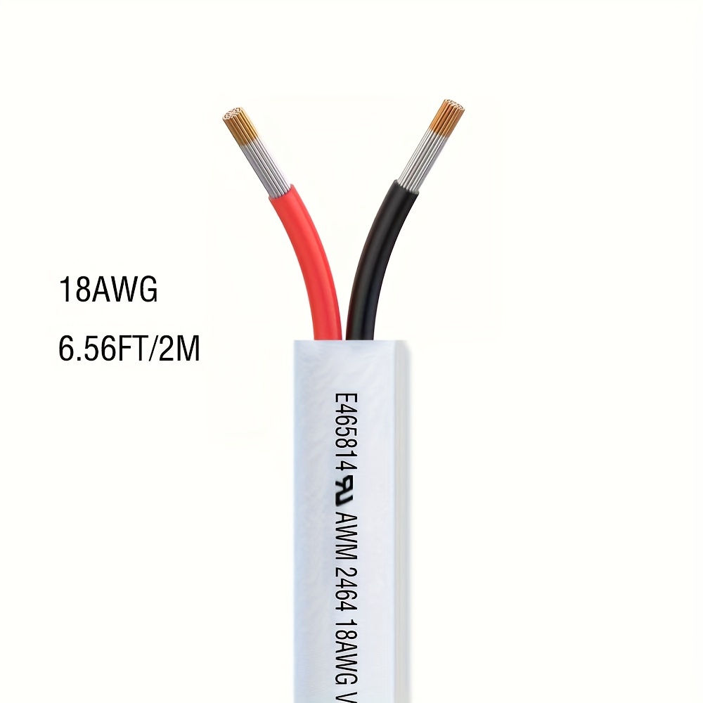 JaneYi 10 Mètres Fil Noir 2 Noyau Fil Électrique Câble Flexible en PVC 0,75  mm² 5A Noyau de Cuivre Câble Plat Flexible Découpable Extension Cable pour