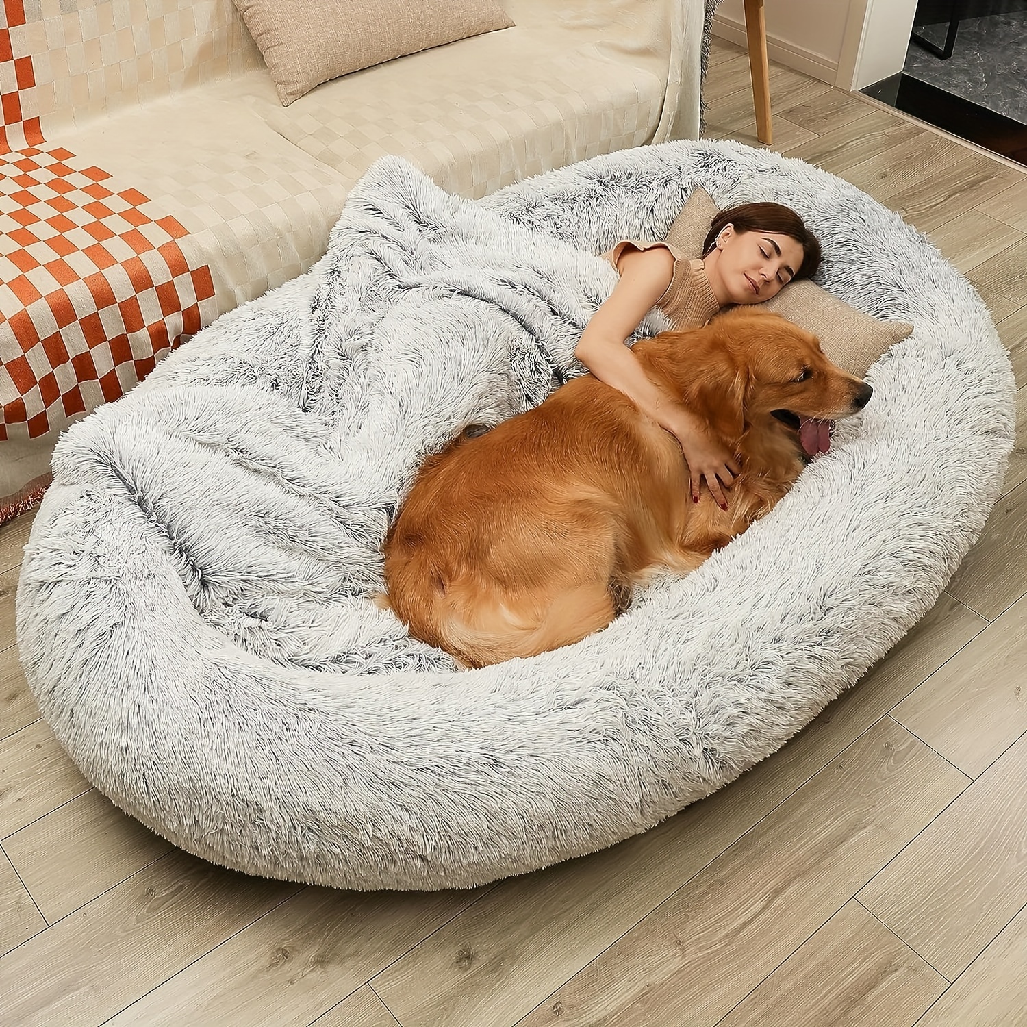 ペット用品大人用ヒューマンドッグベッド、心を落ち着かせる人間サイズの巨大な犬用ベッド