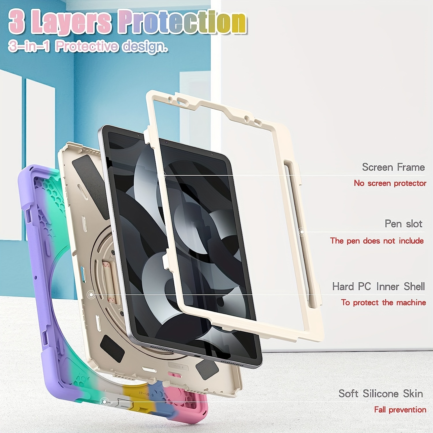 Rugged Case Compatible Ipad Air 5th 4th Generation 2022 2020 - Temu
