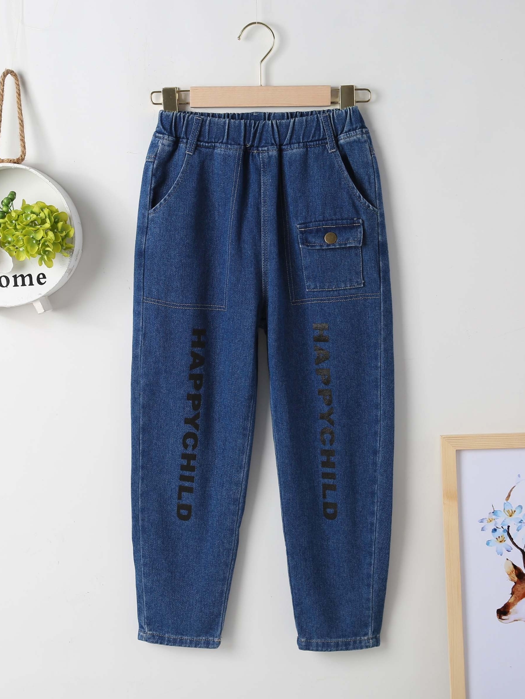 Pantalones Cortos Mezclilla Patrones Letras Niños Pantalones - Temu