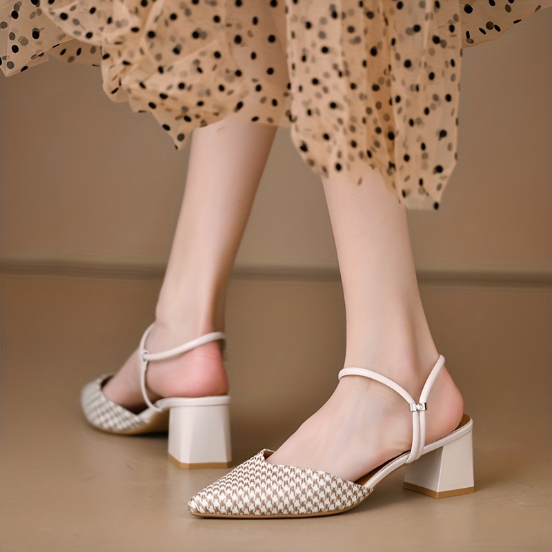 Women's Colorblock Ankle Strap Sandals Block Heel Shoes