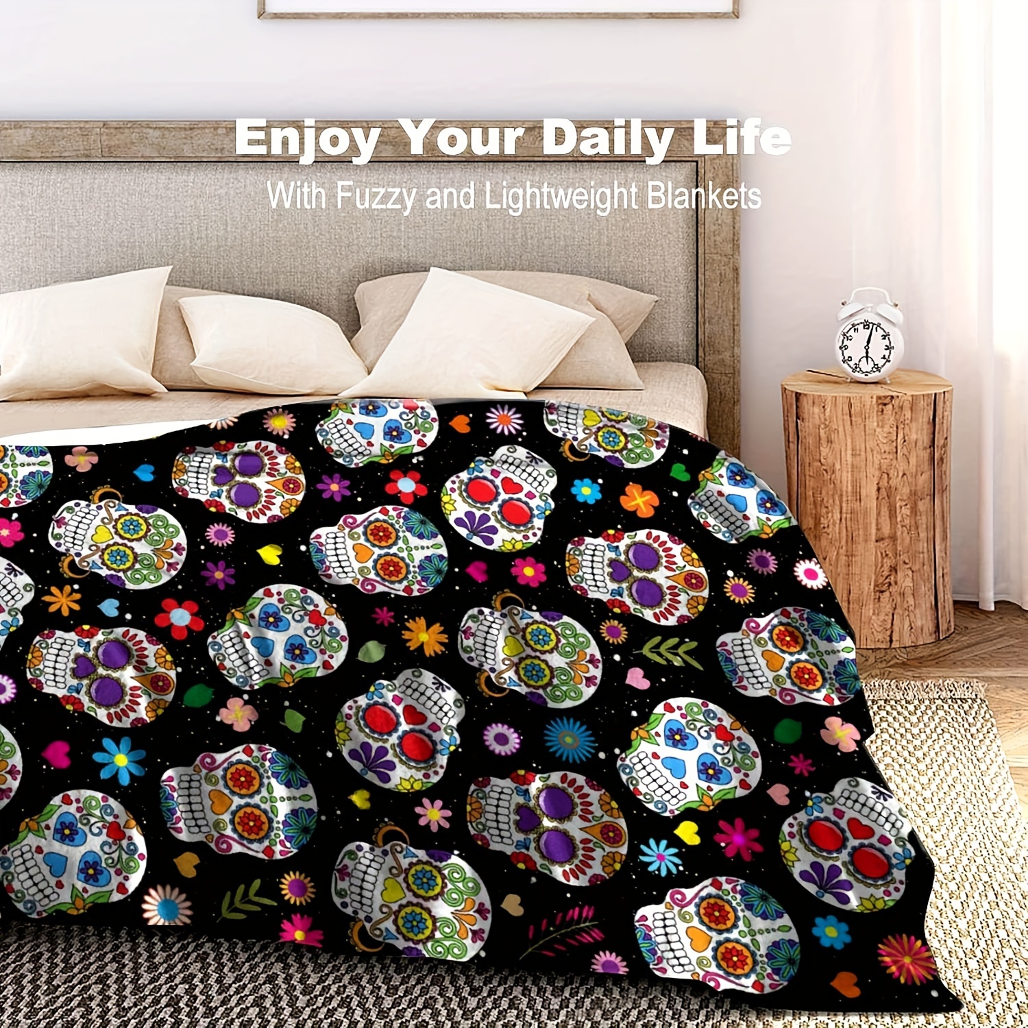 Sugar Skull Blanket Bed Throws Soft Plush Warm Sofa Bed Temu