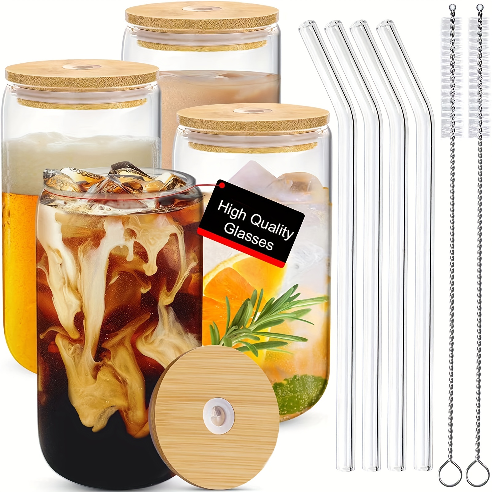 Can Shaped Glass Cups With Glass Straw Perfect For Beer Iced - Temu