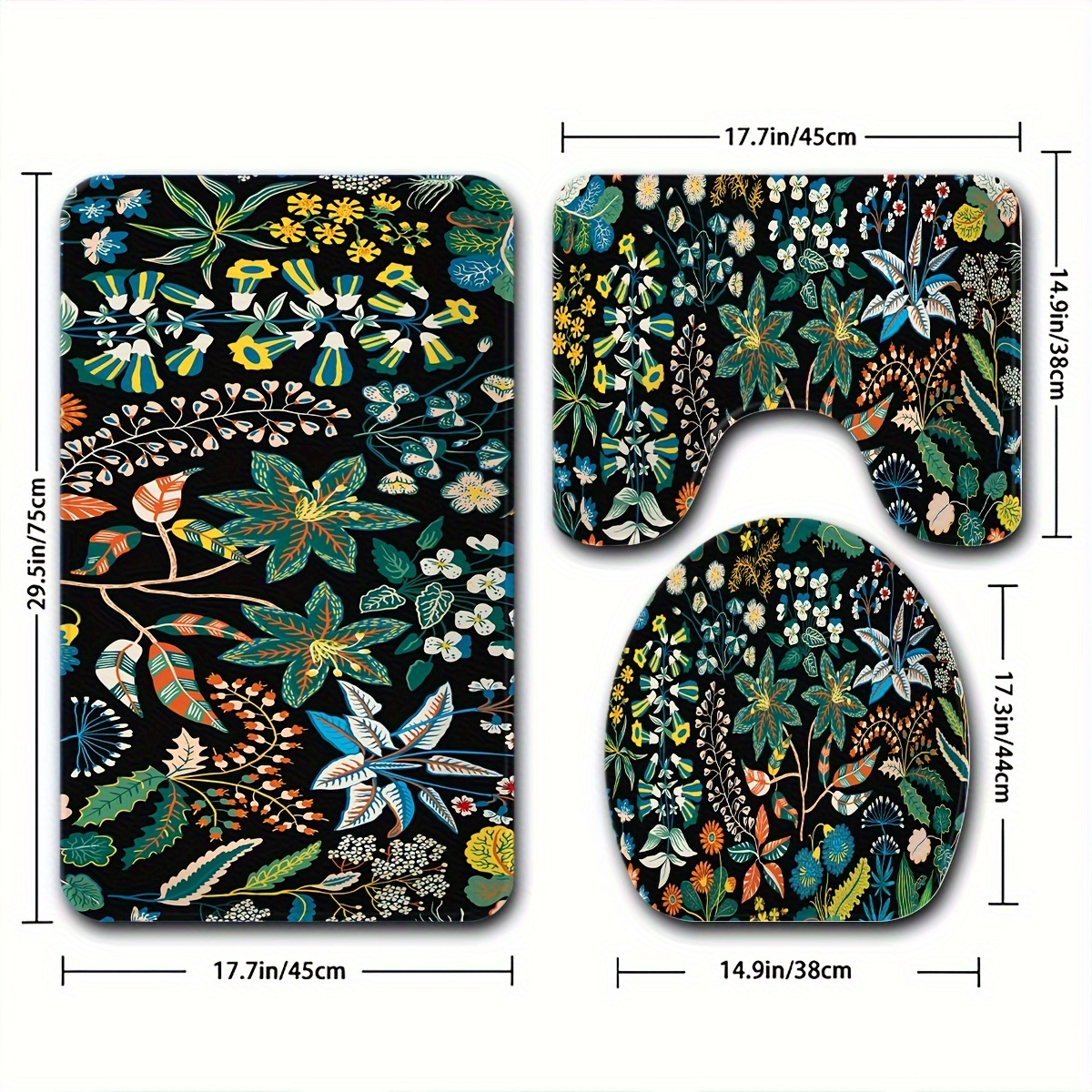 Bathroom Set Vintage Floral Printed Waterproof Shower Temu New Zealand