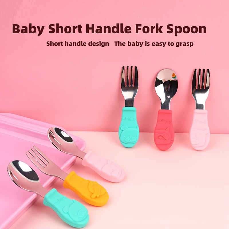 Baby Spoons And Forks Feeding Set Soft Silicone Tip Heat - Temu