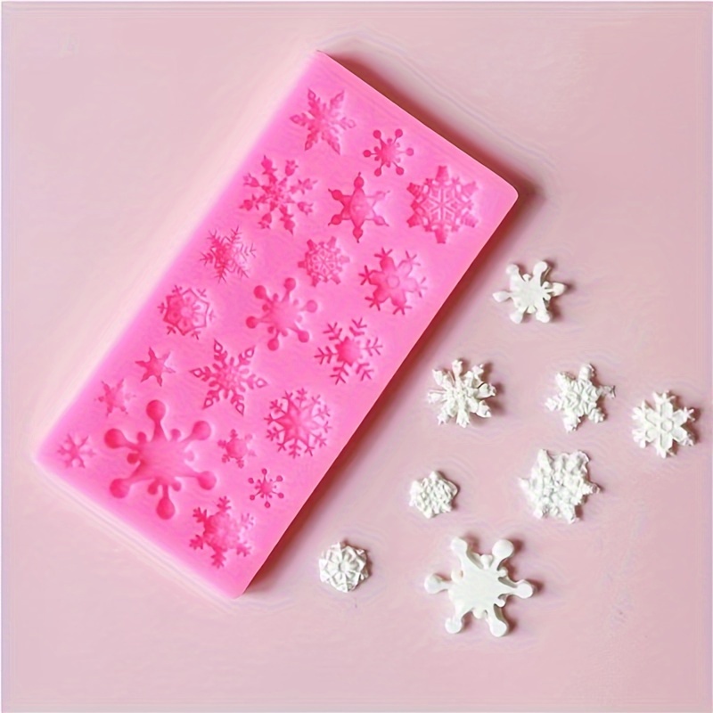 1pc Pink 3d Snowflake Silicone Cake Mould, Christmas Winter Theme Soap Mold