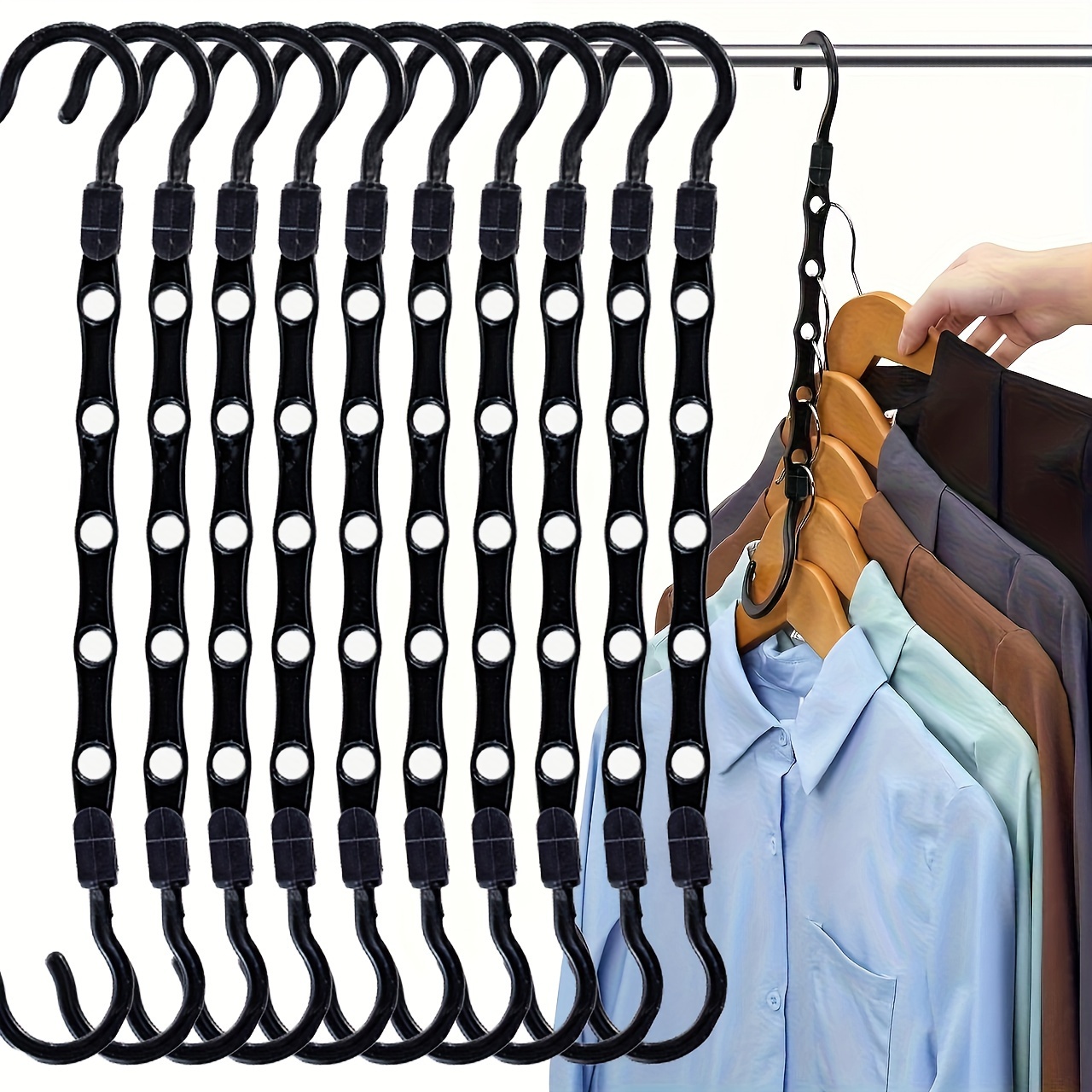 Magic Hangers Space Saving Hangers Closet Space Saver Hanger Organizer  Multi Hangers Sturdy Plastic For Heavy Clothes Storage For Clothing Stores  - Temu
