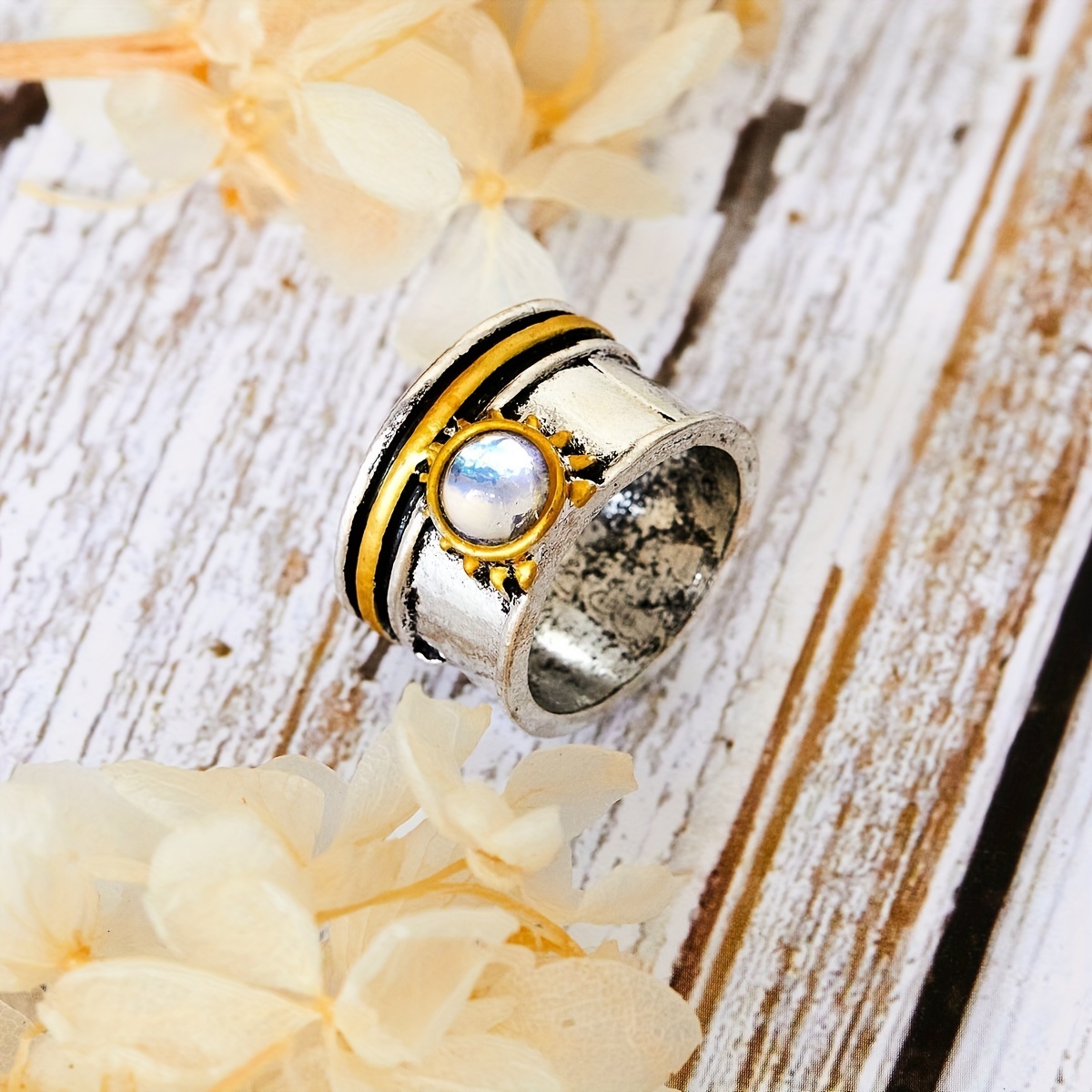 Trendy Retro Bohemian Sunflower Pattern Ring Men Daily - Temu