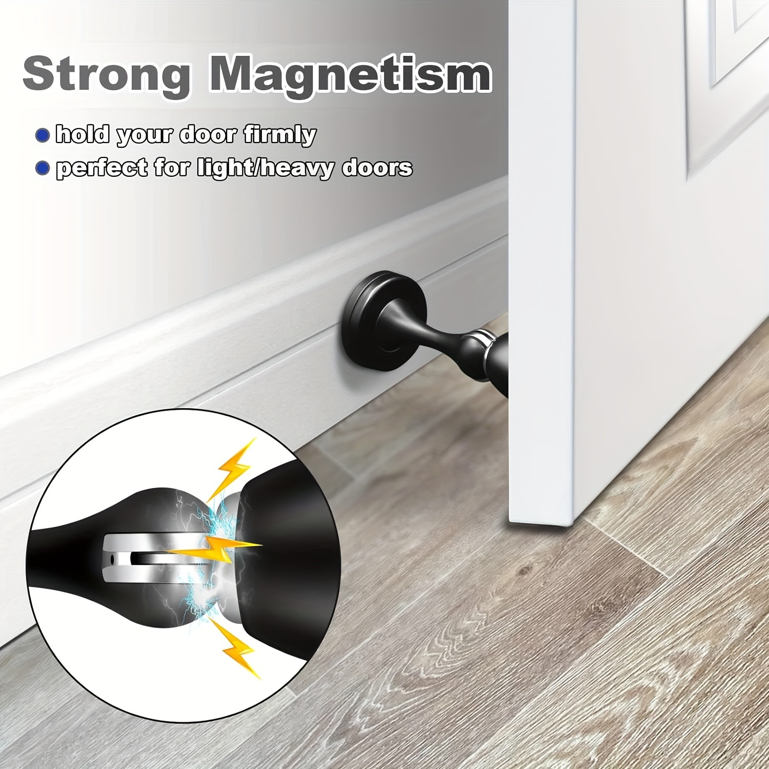 Topes de puerta, paquete de 2 topes magnéticos de puerta de níquel  cepillado para montaje en pared, tope magnético de puerta resistente, acero