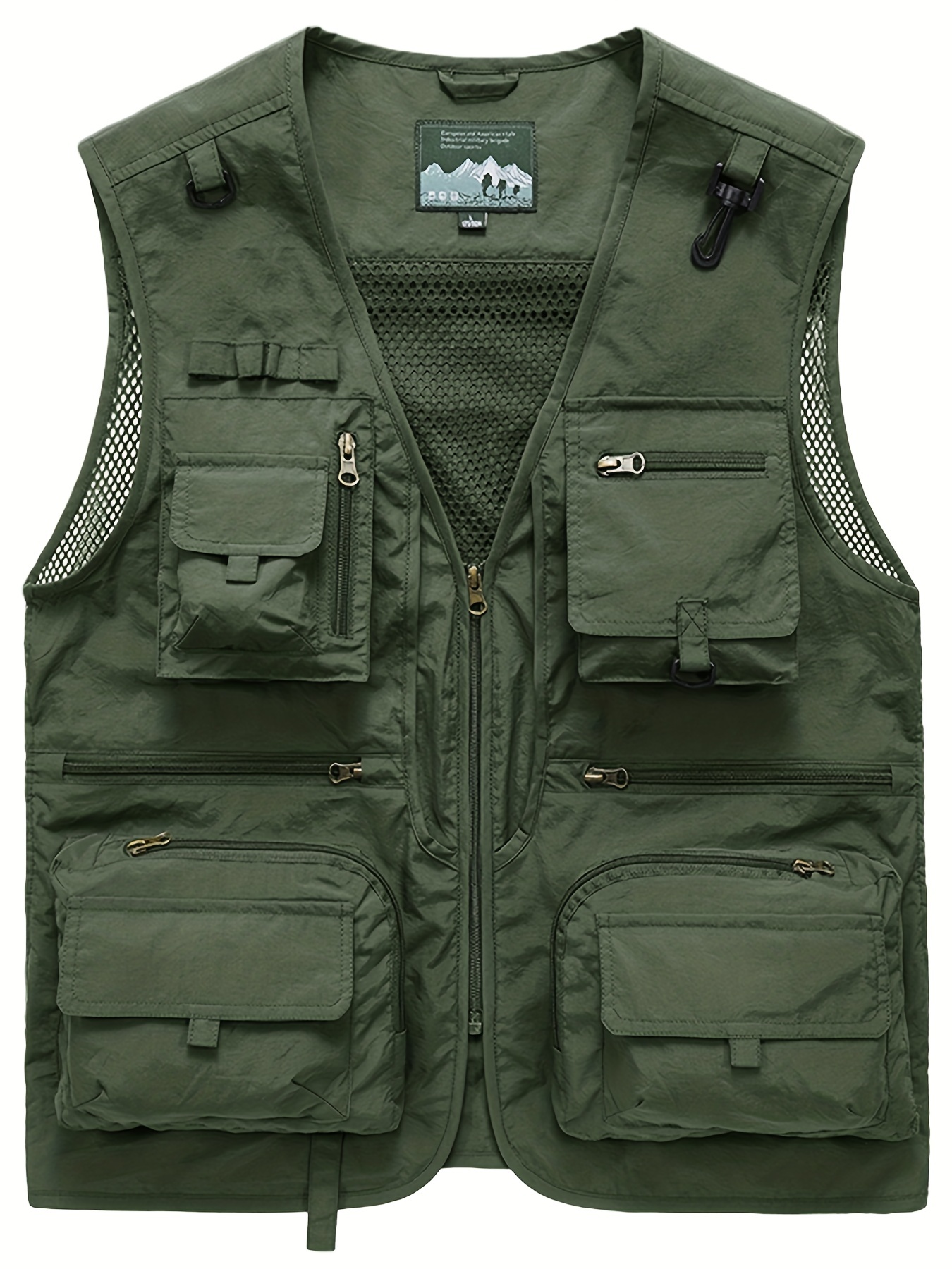 Generic Fishing Vest Multiple Pockets Breathable Grid Mesh
