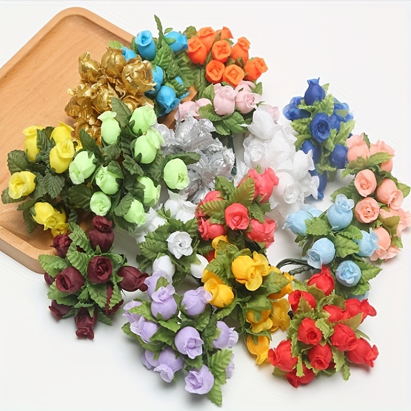 3bunches, Simulation Multi-color Gourd Flower, Silk Cloth Rose Pomegranate  Flower Diy Wreath Material Wedding Candy Box Decoration