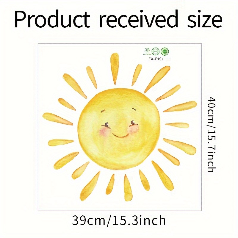 1pc Wall Sticker, Sun, Removable Waterproof Vinyl Wall Sticker, Suitable For Home Wall Bedroom Living Room Wall Decoration, Home Decoration, Peel And Stick, 15.3*15.7in