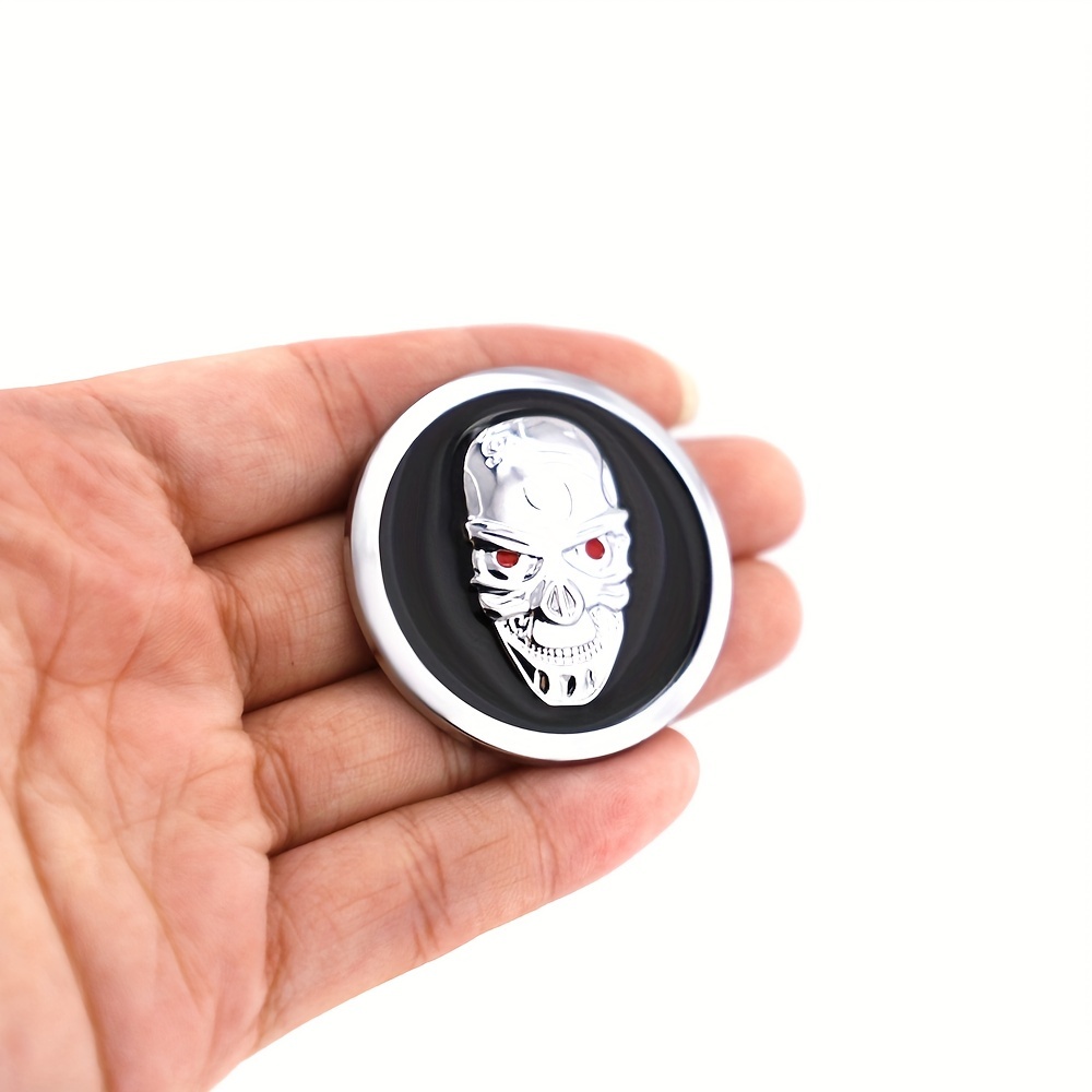 Car Decoration Sticker 3d Chrome Bone Metal Skull Emblem - Temu