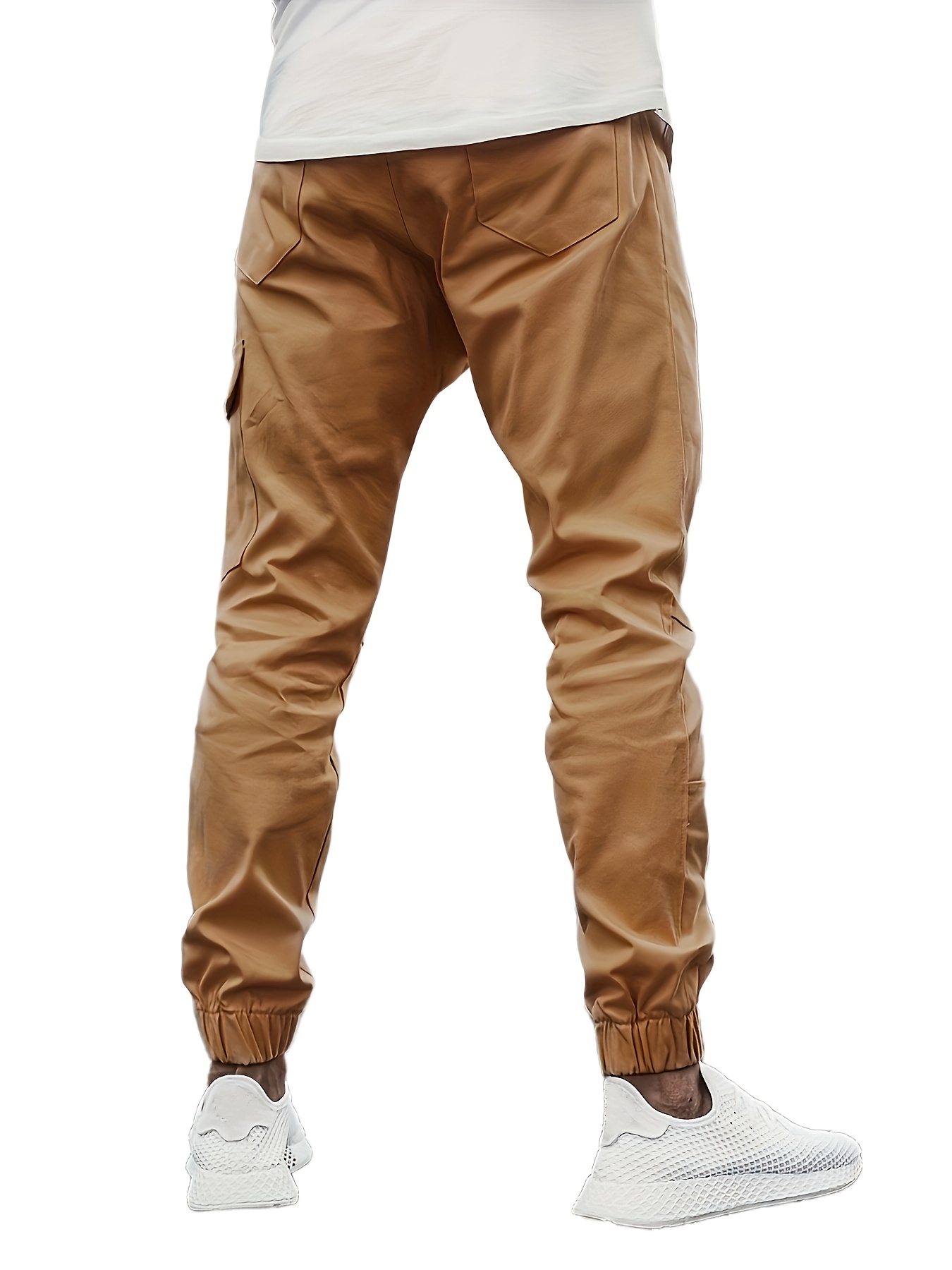 Cotton Trendy Solid Cargo Pants Men's Multi Flap Pocket - Temu