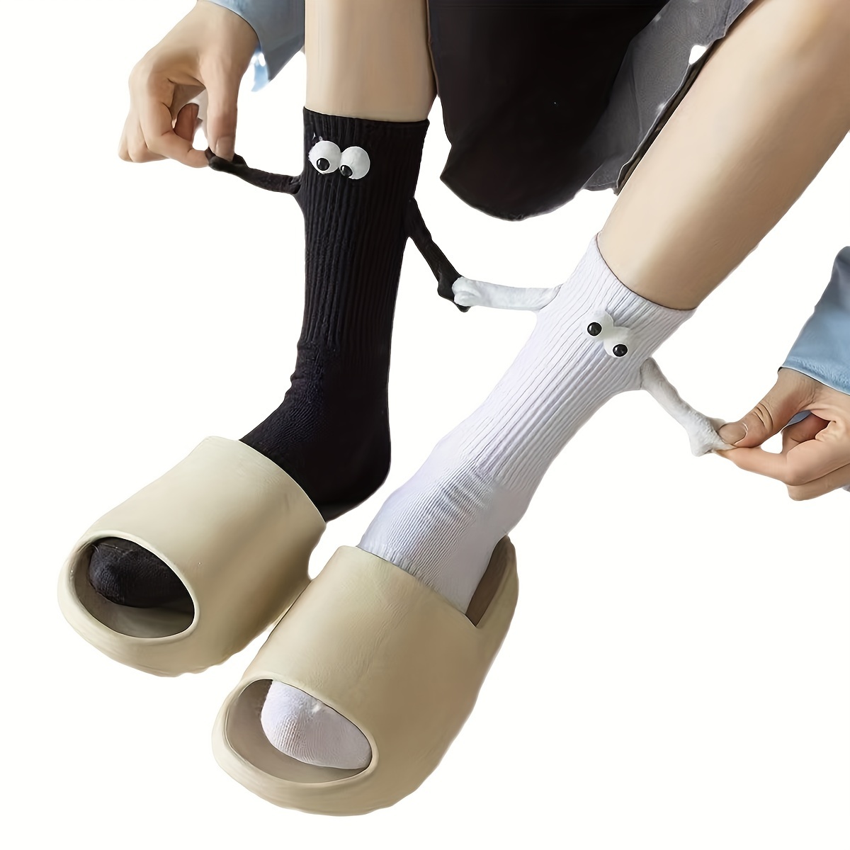 Calcetines magnéticos de mano con ojos 3D para hombre y mujer