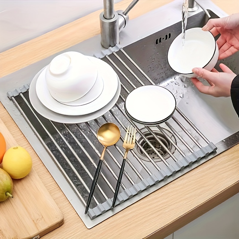 Stainless Steel Roll Up Dish Drying Rack Multifunctional - Temu