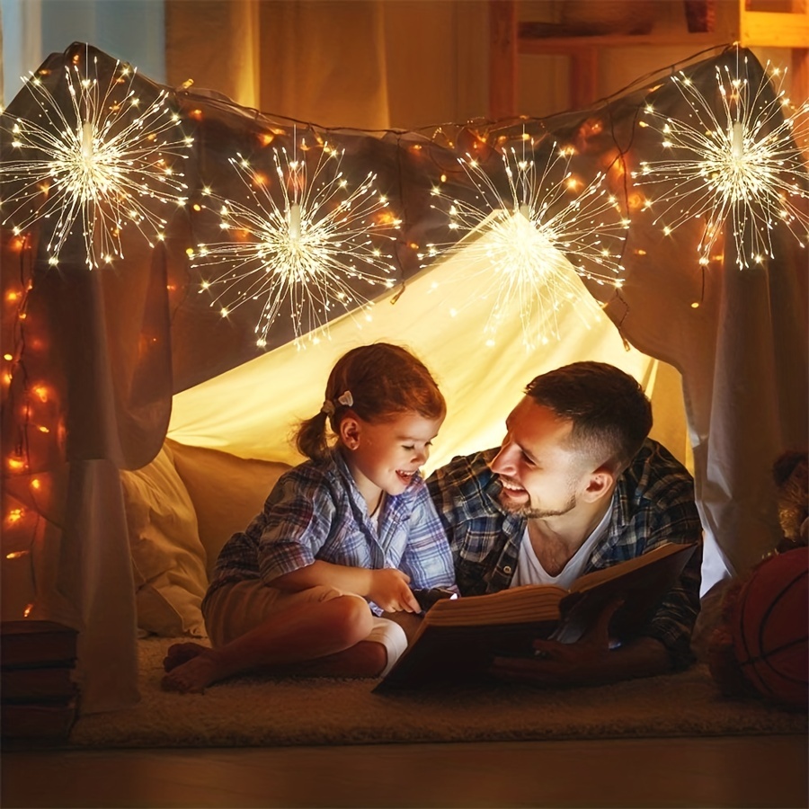 120led Hanging Firework Lights Battery Powered Tent - Temu