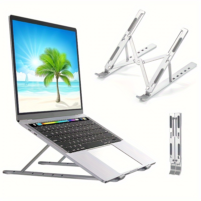 

Adjustable Aluminum Laptop Stand For And Pc - Heat Dissipation And 10 -15.6" Laptops And Tablets Silvery