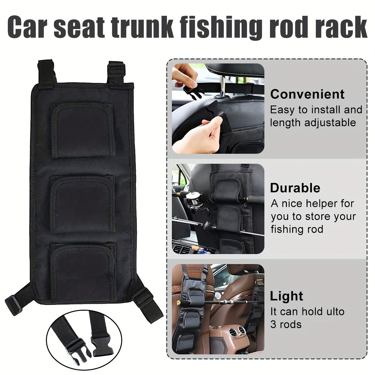 Car Adjustable Fishing Rod Holder Straps Car Back Seat - Temu