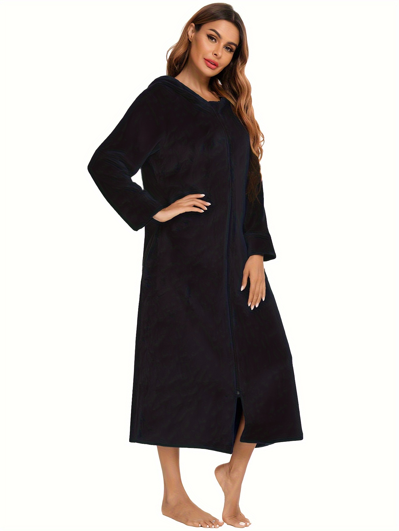 chinese dress ladies Richie House Dressing Gown Ladies Zip Up Fleece Collared Robe Lounge C   Richie House USA