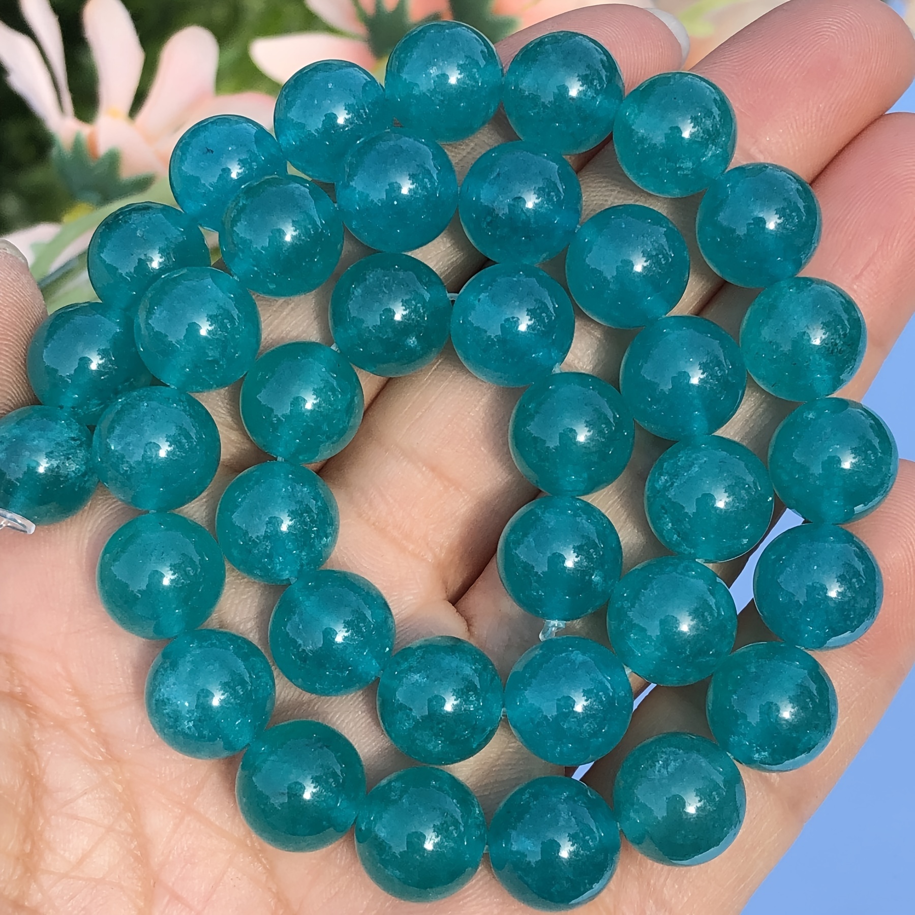 45pcs 8mm Chinese Jade Beads Natural Gemstone Beads Round Loose Beads for  Jewelry Making