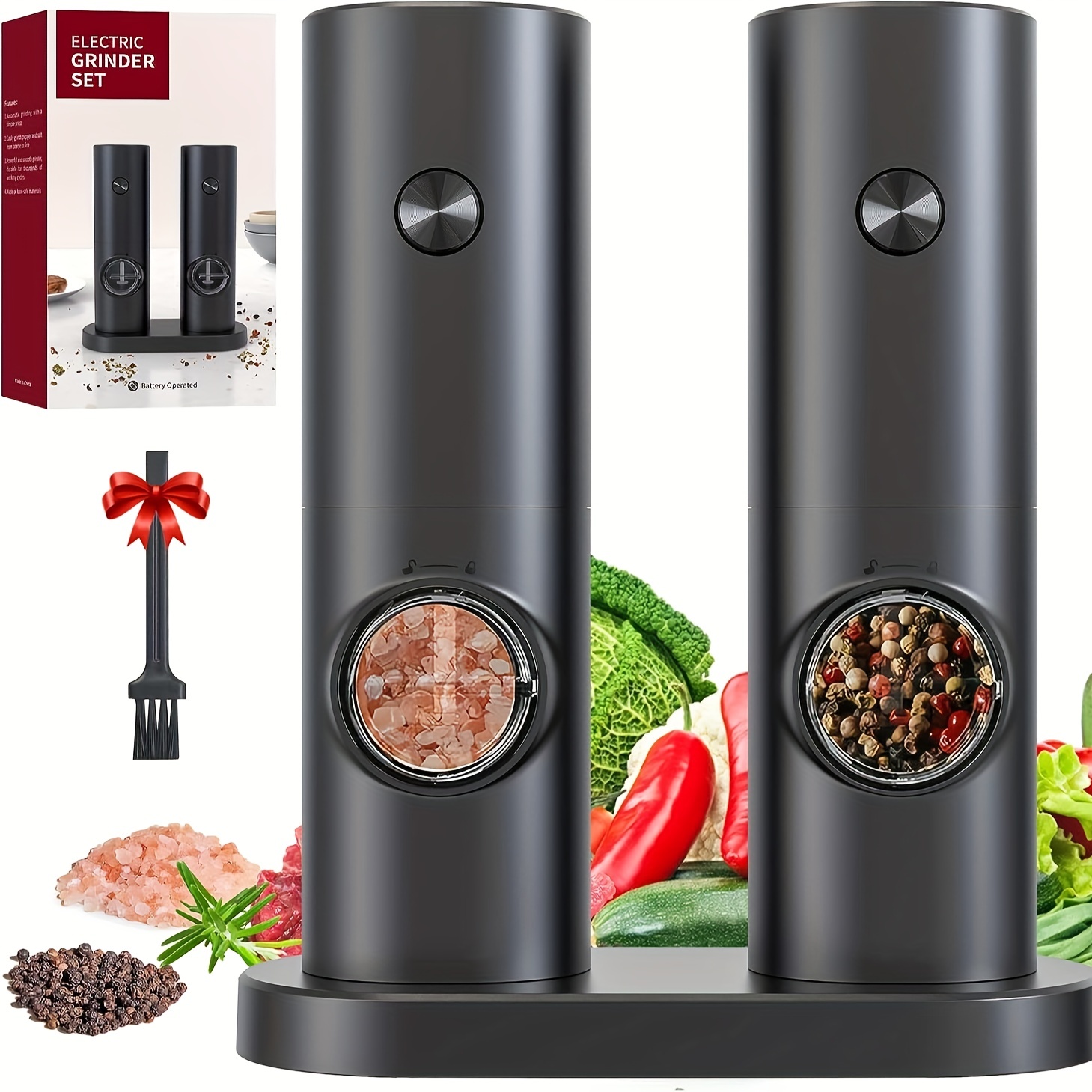 Electric Salt And Pepper Grinder Set, Automatic Pepper Mill