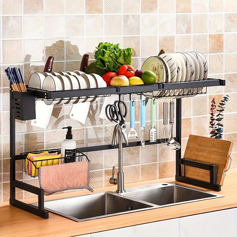 Dish Drying Racks, Over The Sink Cutlery Drainer Rack, With Utensil Holder  And Utensil Sponge Holder, Multi-functional Large-capacity Organizer, For Kitchen  Over The Sink, Kitchen Organizers And Storage, Kitchen Accessories - Temu