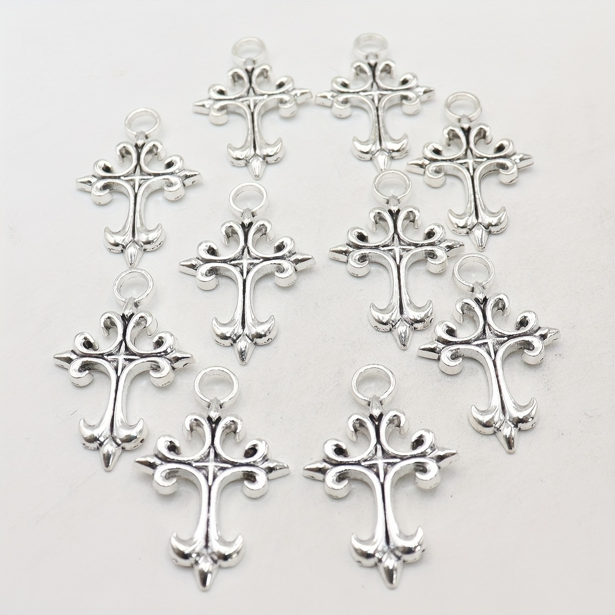 Vintage Silvery Or Bronze Color Cross Pendant For Diy - Temu