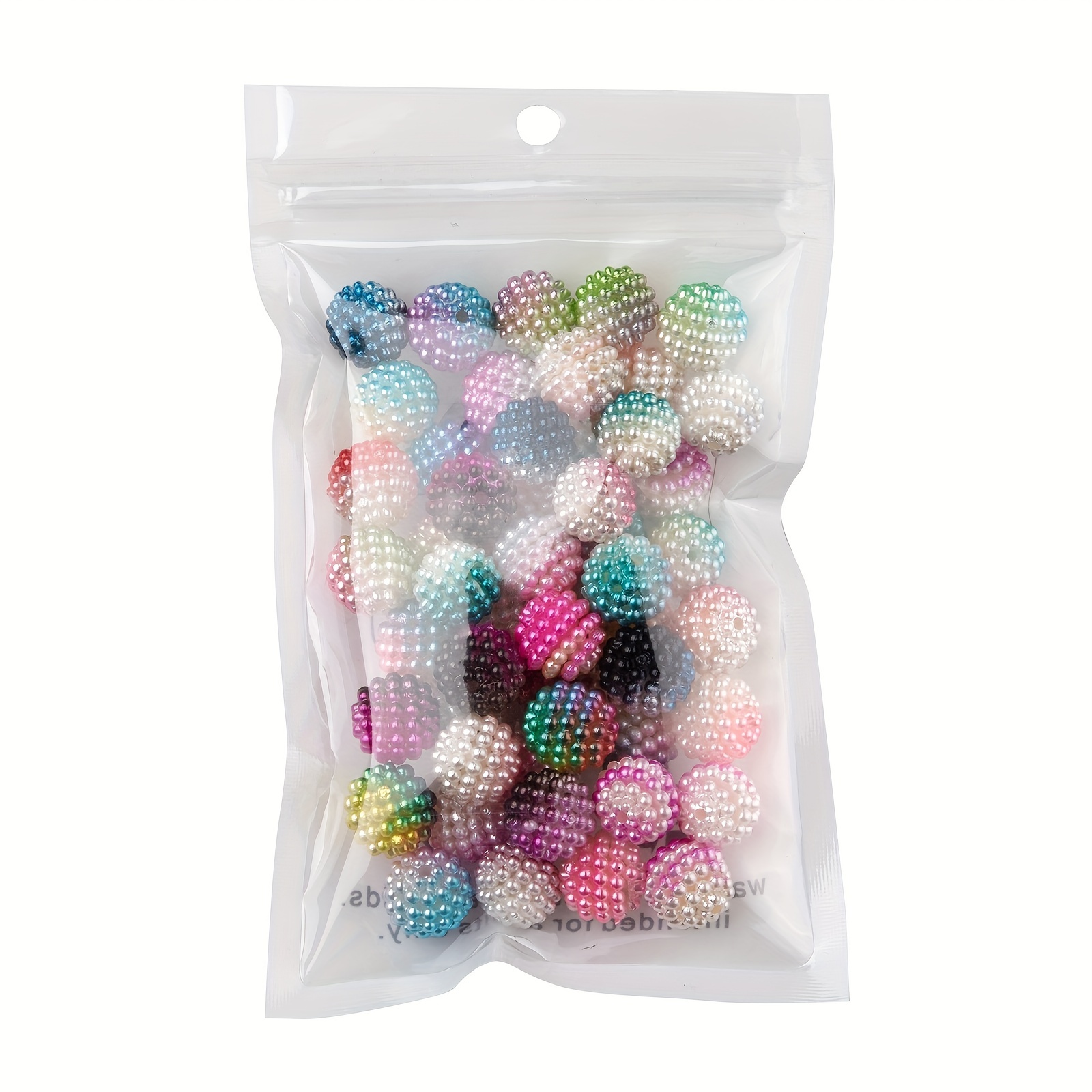 Bag Imitation Pearl Acrylic Beads Berry Round Mixed Color - Temu