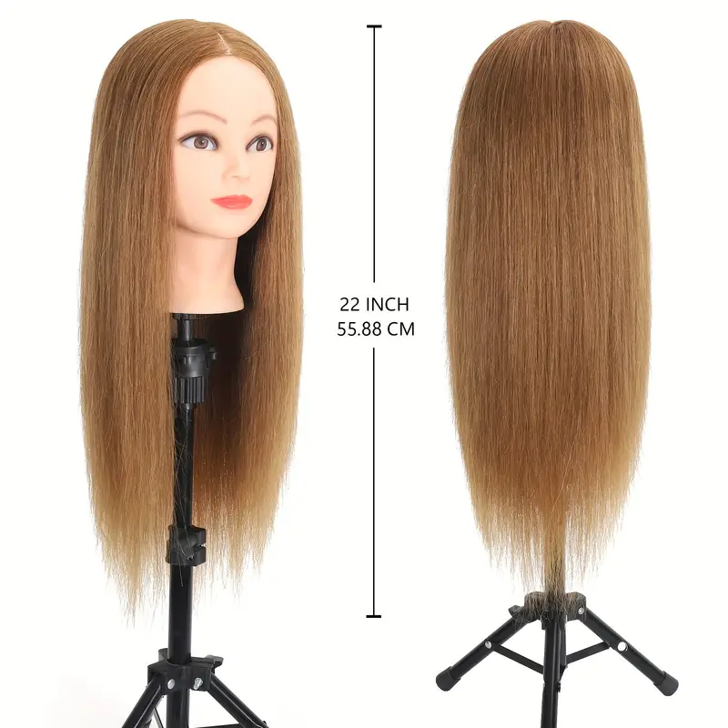 100% Real Hair Mannequin Head With Human Hair Cosmetology - Temu