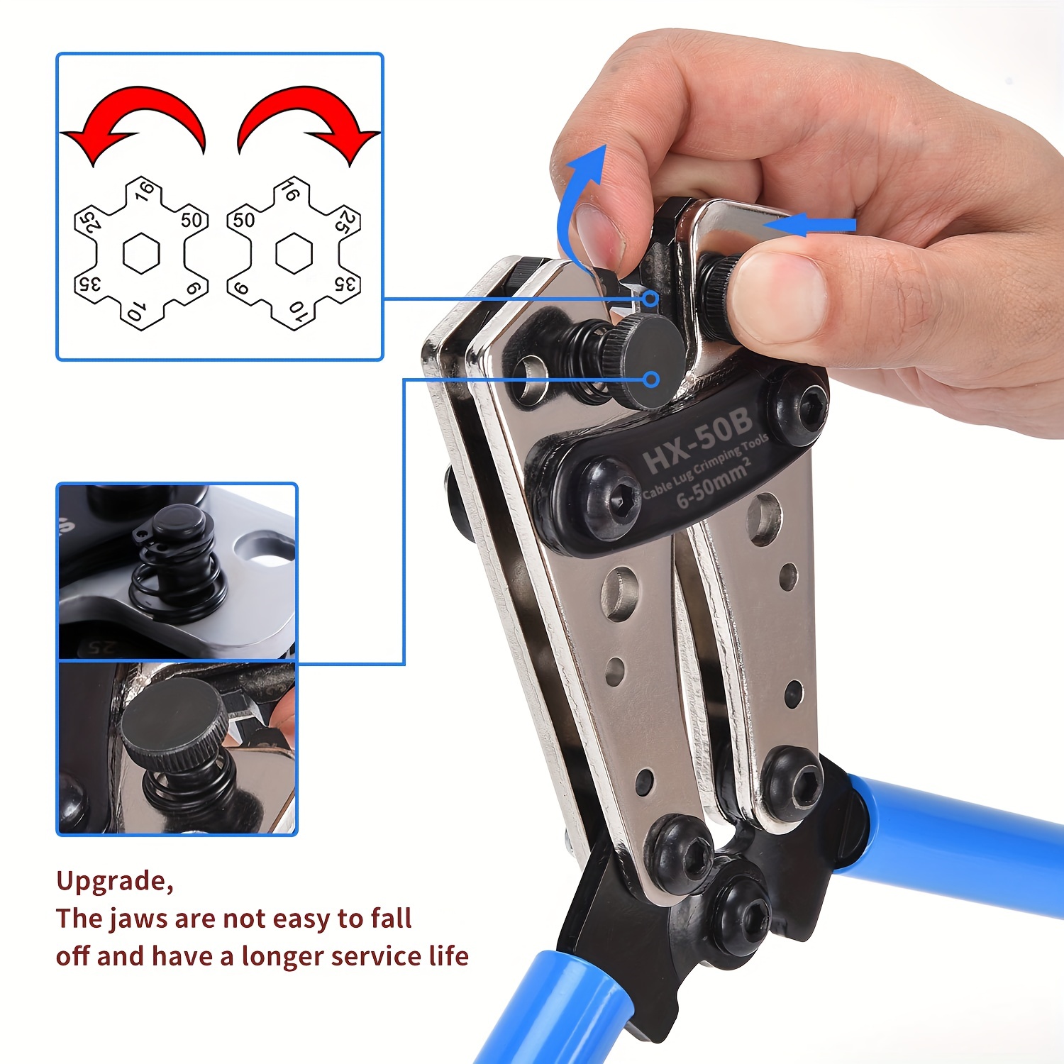 iCrimp Battery Cable Lug Terminal Crimping Tool, for 1/0, 2/0, 3/0, 4/0  Gauge, Battery Cable End, Heavy Duty Lug, Copper Wire Lug Crimper